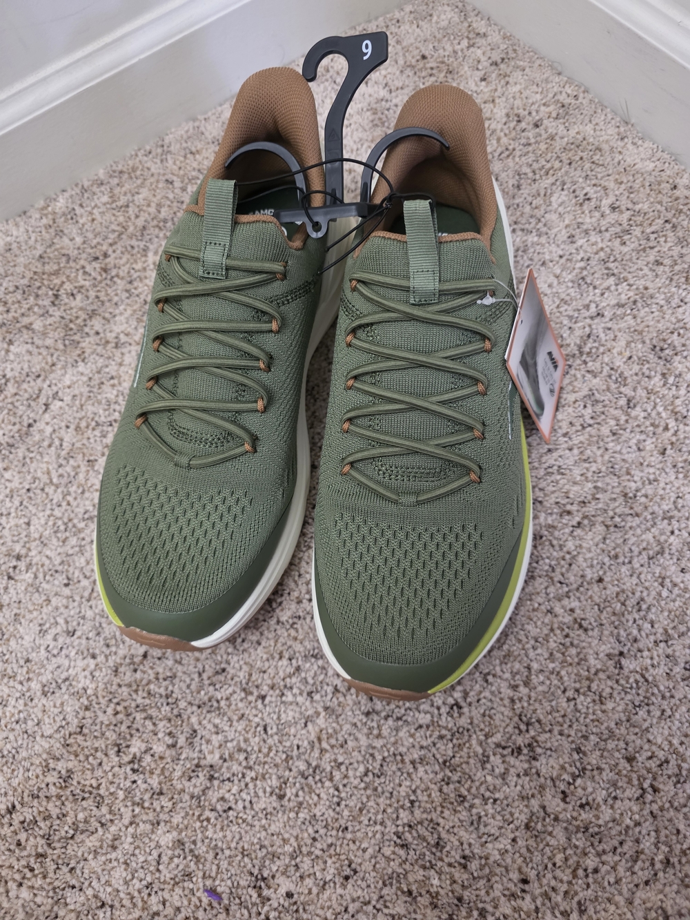 Avia Olive Green Knit Sneakers with Tan Accents